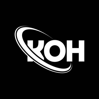 Koh Dong Ho logosu. Koh Dong Ho mektubu. KOH mektup logosu tasarımı. Çember ve büyük harfli monogram logosuna bağlı KOH logosu. Teknoloji, iş ve emlak markası için KOH tipografisi.