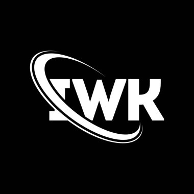 IWK logosu. IWK mektubu. IWK mektup logosu tasarımı. Çember ve büyük harfli monogram logosuyla IWK logosunun baş harfleri. Teknoloji, iş ve emlak markası için IWK tipografisi.