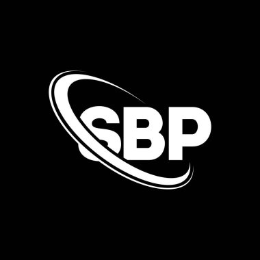 SBP logosu. SBP mektubu. SBP mektup logosu tasarımı. Çember ve büyük harfli monogram logosuna bağlı SBP logosu. Teknoloji, iş ve emlak markası için SBP tipografisi.
