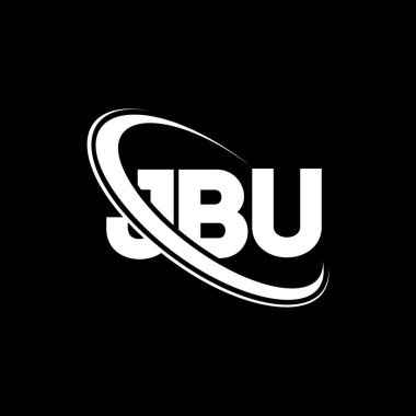 JBU logosu. JBU mektubu. JBU harf logosu tasarımı. Çember ve büyük harfli monogram logosuyla birleştirilmiş JBU logosu. Teknoloji, iş ve emlak markası için JBU tipografisi.