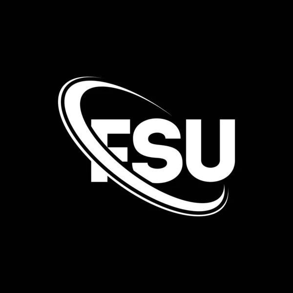 Fsuのロゴ Fsuの手紙だ Fsuレターロゴデザイン 初期のFsuロゴはサークルと大文字のモノグラムロゴにリンクされています テクノロジー ビジネス 不動産ブランドのためのFsuタイポグラフィ — ストックベクタ