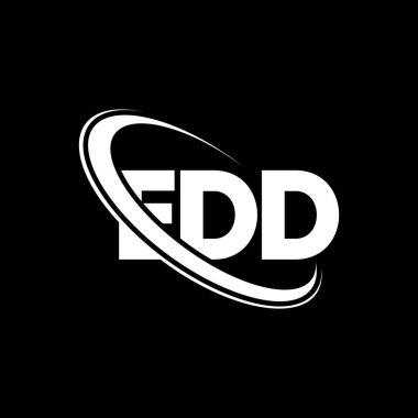 EDD logosu. EDD mektubu. EDD harfli logo tasarımı. Çember ve büyük harfli monogram logosuna bağlı baş harfler EDD logosu. Teknoloji, iş ve emlak markası için EDD tipografisi.