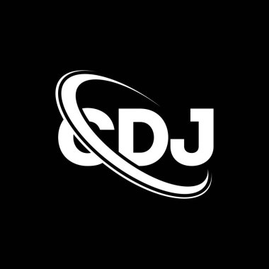 CDJ logosu. CDJ mektubu. CDJ mektup logosu tasarımı. Çember ve büyük harfli monogram logosuyla birleştirilmiş CDJ logosu. Teknoloji, iş ve emlak markası için CDJ tipografisi.