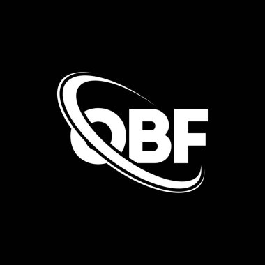 OBF logosu. OBF mektubu. OBF mektup logosu tasarımı. Çember ve büyük harfli monogram logosuyla birleştirilmiş OBF logosu. Teknoloji, iş ve emlak markası için OBF tipografisi.