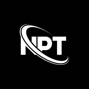 NPT logosu. NPT mektubu. NPT harf logosu tasarımı. Çember ve büyük harfli monogram logosuna bağlı baş harfler NPT logosu. Teknoloji, iş ve emlak markası için NPT tipografisi.