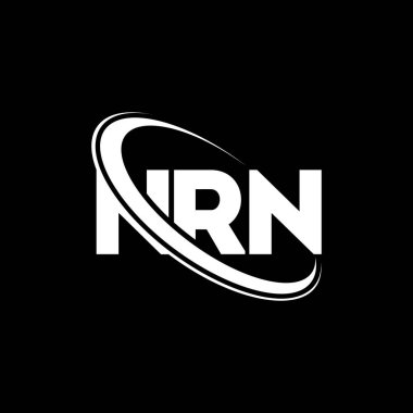 NRN logosu. NRN mektubu. NRN harf logosu tasarımı. Çember ve büyük harfli monogram logosuna bağlı baş harfler NRN logosu. Teknoloji, iş ve emlak markası için NRN tipografisi.