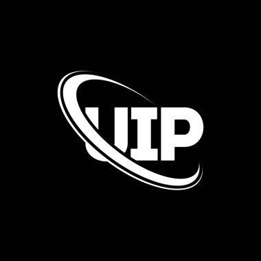 UIP logosu. UIP mektubu. UIP mektup logosu tasarımı. Çember ve büyük harfli monogram logosuna bağlı ilk UIP logosu. Teknoloji, iş ve emlak markası için UIP tipografisi.