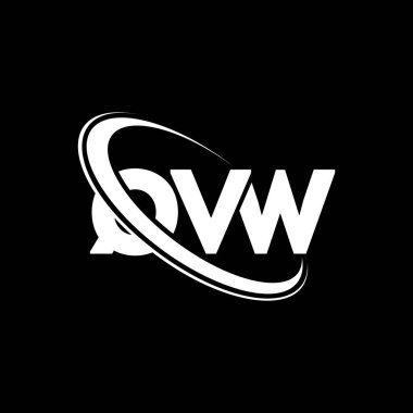 QVW logosu. QVW harfi. QVW harf logosu tasarımı. Çember ve büyük harfli monogram logosuyla birleştirilmiş QVW logosu. Teknoloji, iş ve emlak markası için QVW tipografisi.