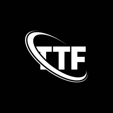 TTF logosu. TTF mektubu. TTF mektup logosu tasarımı. Çember ve büyük harfli monogram logosuna bağlı TTF logosu. Teknoloji, iş ve emlak markası için TTF tipografisi.