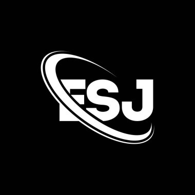 ESJ logosu. ESJ mektubu. ESJ harf logosu tasarımı. Daire ve büyük harfli monogram logosuna bağlı baş harfler ESJ logosu. ESJ teknoloji, iş ve gayrimenkul markası tipografisi.