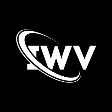 IWV logosu. IWV mektubu. IWV mektup logosu tasarımı. Daire ve büyük harfli monogram logosuna bağlı ilk IWV logosu. Teknoloji, iş ve emlak markası için IWV tipografisi.