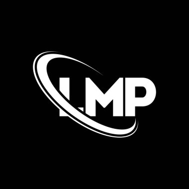 LMP logosu. LMP mektubu. LMP harfli logo tasarımı. Çember ve büyük harfli monogram logosuna bağlı ilk LMP logosu. Teknoloji, iş ve emlak markası için LMP tipografisi.