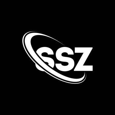 SSZ logosu. SSZ mektubu. SSZ harf logosu tasarımı. Çember ve büyük harfli monogram logosuna bağlı baş harfler SSZ logosu. Teknoloji, iş ve emlak markası için SSZ tipografisi.