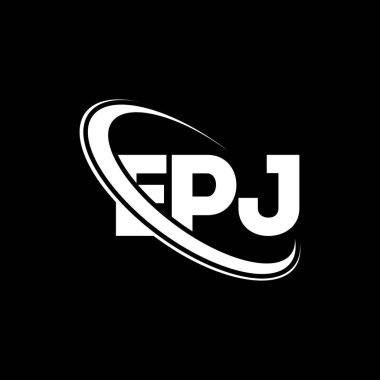 EPJ logosu. EPJ mektubu. EPJ harf logosu tasarımı. Çember ve büyük harfli monogram logosuyla birleştirilmiş EPJ logosu. Teknoloji, iş ve emlak markası için EPJ tipografisi.