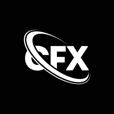 CFX logosu. CFX mektubu. CFX harfli logo tasarımı. Çember ve büyük harfli monogram logosuyla birleştirilmiş CFX logosu. Teknoloji, iş ve emlak markası için CFX tipografisi.