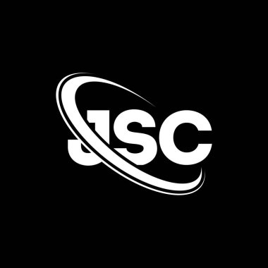 JSC logosu. JSC mektubu. JSC harf logosu tasarımı. Çember ve büyük harfli monogram logosuna bağlı JSC logosu. Teknoloji, iş ve emlak markası için JSC tipografisi.