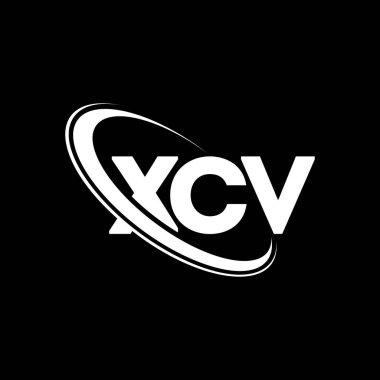 XCV logosu. XCV harfi. XCV harf logosu tasarımı. Çember ve büyük harfli monogram logosuyla birleştirilmiş XCV logosu. Teknoloji, iş ve emlak markası için XCV tipografisi.