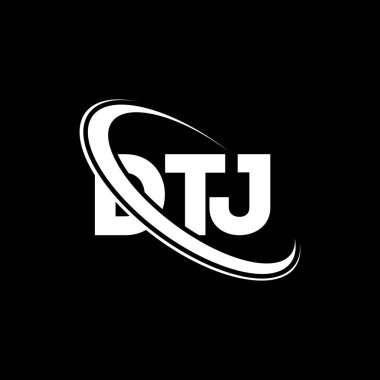 DTJ logosu. DTJ mektubu. DTJ mektup logosu tasarımı. Daire ve büyük harfli monogram logosuna bağlı DTJ logosu. Teknoloji, iş ve emlak markası için DTJ tipografisi.