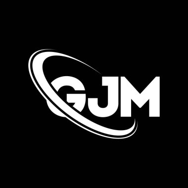 GJM logosu. GJM mektubu. GJM mektup logosu tasarımı. Çember ve büyük harfli monogram logosuyla birleştirilmiş GJM logosu. Teknoloji, iş ve emlak markası için GJM tipografisi.