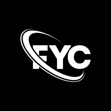 FYC logosu. FYC mektubu. FYC mektup logosu tasarımı. Çember ve büyük harfli monogram logosuna bağlı FYC logosu. Teknoloji, iş ve emlak markası için FYC tipografisi.