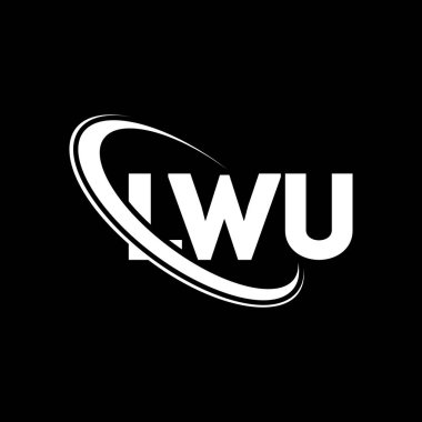 LWU logosu. LWU mektubu. LWU mektup logosu tasarımı. Çember ve büyük harfli monogram logosuna bağlı ilk LWU logosu. LWU teknoloji, iş ve emlak markası tipografisi.