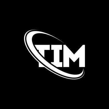 TIM logosu. TiM mektubu. TIM mektup logosu tasarımı. Çember ve büyük harfli monogram logosuna bağlı TIM logosu. Teknoloji, iş ve emlak markası için TIM tipografisi.