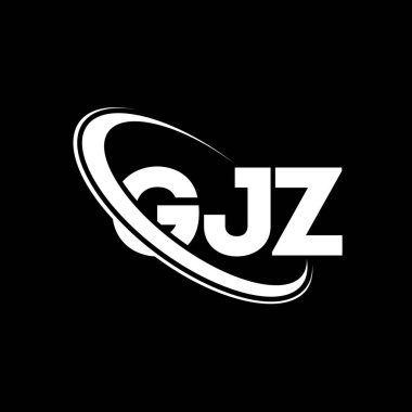 GJZ logosu. GJZ harfi. GJZ harf logosu tasarımı. Çember ve büyük harfli monogram logosuna bağlı baş harfler GJZ logosu. Teknoloji, iş ve emlak markası için GJZ tipografisi.