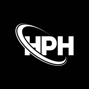 HPH logosu. HPH mektubu. HPH harf logosu tasarımı. Çember ve büyük harfli monogram logosuna bağlı HPH logosu. Teknoloji, iş ve emlak markası için HPH tipografisi.