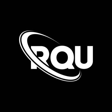 RQU logosu. RQU mektubu. RQU harf logosu tasarımı. Çember ve büyük harfli monogram logosuna bağlı baş harfler RQU logosu. Teknoloji, iş ve emlak markası için RQU tipografisi.