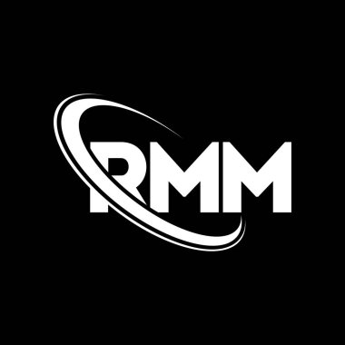 RMM logosu. RMM mektubu. RMM harf logosu tasarımı. Çember ve büyük harfli monogram logosuna bağlı baş harfler RMM logosu. Teknoloji, iş ve emlak markası için RMM tipografisi.