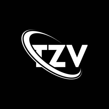 TZV logosu. TZV mektubu. TZV harf logosu tasarımı. Çember ve büyük harfli monogram logosuna bağlı TZV logosu. Teknoloji, iş ve emlak markası için TZV tipografisi.