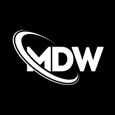 MDW logosu. MDW mektubu. MDW harf logosu tasarımı. Çember ve büyük harfli monogram logosuna bağlı baş harfler. Teknoloji, iş ve emlak markası için MDW tipografisi.