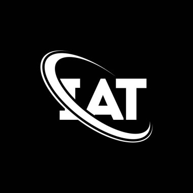 IAT logosu. İAT mektubu. IAT mektup logosu tasarımı. Daireye ve büyük harfli monogram logosuna bağlı ilk IAT logosu. Teknoloji, iş ve emlak markası için IAT tipografisi.