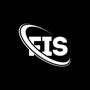 FIS logosu. FIS mektubu. FIS mektup logosu tasarımı. Çember ve büyük harfli monogram logosuna bağlı FIS logosu. Teknoloji, iş ve emlak markası için FIS tipografisi.