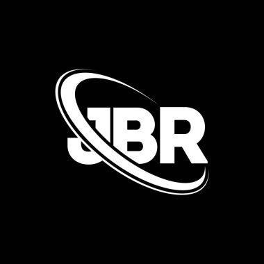JBR logosu. JBR mektubu. JBR harf logosu tasarımı. Çember ve büyük harfli monogram logosuna bağlı JBR logosu. Teknoloji, iş ve emlak markası için JBR tipografisi.