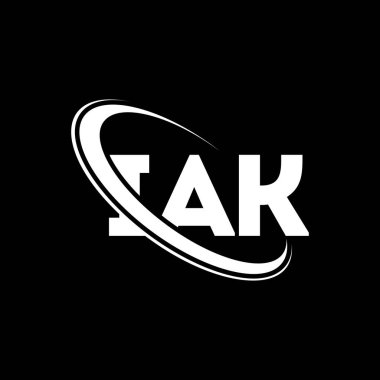 IAK logosu. IAK mektubu. IAK mektup logosu tasarımı. Daireye ve büyük harfli monogram logosuna bağlı ilk IAK logosu. Teknoloji, iş ve emlak markası için IAK tipografisi.