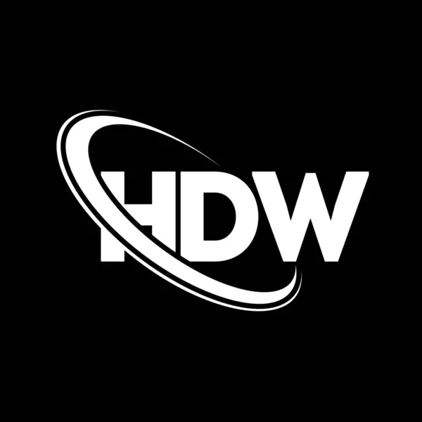 Hdw Logosu Hdw Mektubu Hdw Harf Logosu Tasarımı Çember Büyük — Stok Vektör