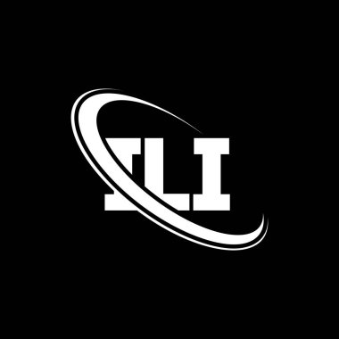 ILI logosu. ILI mektubu. ILI harf logosu tasarımı. Çember ve büyük harfli monogram logosuyla birleştirilmiş ILI logosu. Teknoloji, iş ve emlak markası için ILI tipografisi.