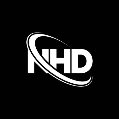 NHD logosu. NHD harfi. NHD harf logosu tasarımı. Çember ve büyük harfli monogram logosuna bağlı NHD logosu. Teknoloji, iş ve emlak markası için NHD tipografisi.