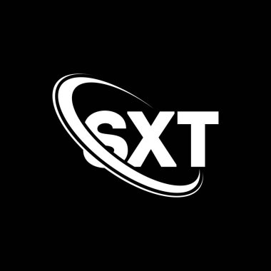 SXT logosu. SXT harfi. SXT harf logosu tasarımı. Çember ve büyük harfli monogram logosuyla birleştirilmiş SXT logosu. Teknoloji, iş ve emlak markası için SXT tipografisi.