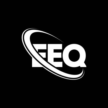 EEQ logosu. EEQ mektubu. EEQ harf logosu tasarımı. Çember ve büyük harfli monogram logosuyla birleştirilmiş EEQ logosu. Teknoloji, iş ve emlak markası için EEQ tipografisi.