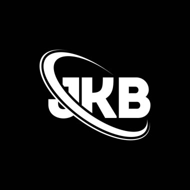 JKB logosu. JKB mektubu. JKB harfli logo tasarımı. Çember ve büyük harfli monogram logosuna bağlı JKB logosu. Teknoloji, iş ve emlak markası için JKB tipografisi.