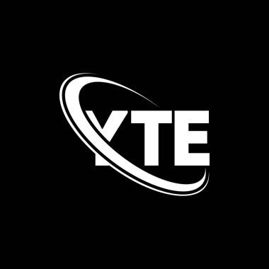 YTE logosu. YTE mektubu. YTE mektup logosu tasarımı. Çember ve büyük harfli monogram logosuna bağlı YTE logosu. Teknoloji, iş ve emlak markası için YTE tipografisi.