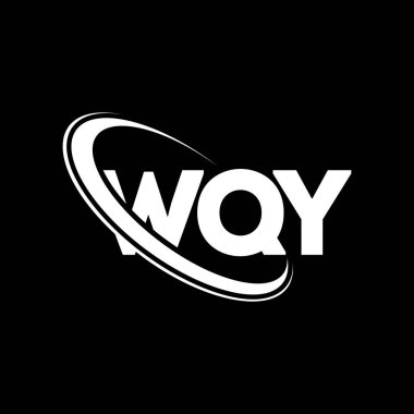 WQY logosu. WQY mektubu. WQY harf logosu tasarımı. Çember ve büyük harfli monogram logosuna bağlı WQY logosu. Teknoloji, iş ve emlak markası için WQY tipografisi.