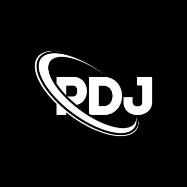 PDJ logosu. PDJ mektubu. PDJ mektup logosu tasarımı. Çember ve büyük harfli monogram logosuna bağlı PDJ logosu. Teknoloji, iş ve emlak markası için PDJ tipografisi.