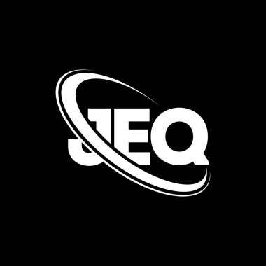 JEQ logosu. JEQ harfi. JEQ harf logosu tasarımı. Çember ve büyük harfli monogram logosuna bağlı baş harfler JEQ logosu. Teknoloji, iş ve emlak markası için JEQ tipografisi.