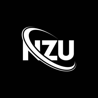 NZU logosu. NZU mektubu. NZU harf logosu tasarımı. Çember ve büyük harfli monogram logosuna bağlı baş harfler NZU logosu. Teknoloji, iş ve emlak markası için NZU tipografisi.