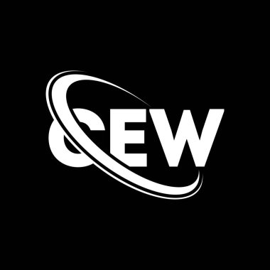 CEW logosu. CEW mektubu. CEW mektup logosu tasarımı. Çember ve büyük harfli monogram logosuna bağlı CEW logosu. Teknoloji, iş ve emlak markası için CEW tipografisi.