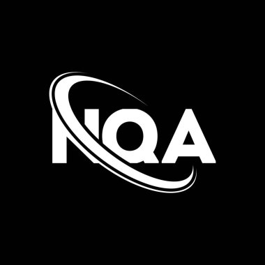 NQA logosu. NQA mektubu. NQA harf logosu tasarımı. Çember ve büyük harfli monogram logosuna bağlı NQA logosu. Teknoloji, iş ve emlak markası için NQA tipografisi.