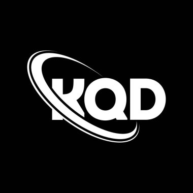 KQD logosu. KQD mektubu. KQD harf logo tasarımı. Çember ve büyük harfli monogram logosuna bağlı KQD logosunun baş harfleri. Teknoloji, iş ve emlak markası için KQD tipografisi.